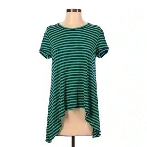 BCBGMAXAZRIA | MYA Green & Navy Striped Open Back Top Blouse Size S